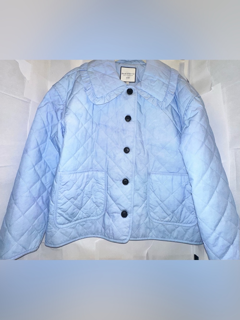 Bagatelle Collection Light Blue Diamond Quilted Jacket L